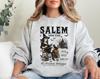 Salem Book Club Shirt, Spooky Reader Funny Book Lover Halloween Tee, Salem Witches Spooky Season Sweatshirt, Bookworm Halloween Witchy Shirt
