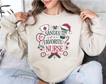 Santa's Favorite Nurse Shirt, Nurse Shirt, Nurse Life Shirt, Cute Santa Tee, Christmas Shirt, Merry Christmas Shirt, Christmas Gift for Her