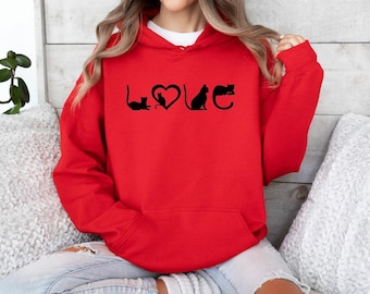 Cat Sweatshirt, Cat Love Shirt, Black Cat Mom Shirt, Gift For Cat Lover, Cat Lover Girls Shirt, Christmas Gift For Cat Lover, Grandma Shirt