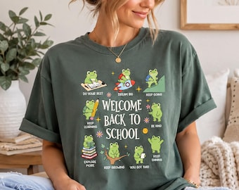Funny Frog Welcome Back to School T-Shirt | Sweatshirt, Kawaii Frog Teacher Tee, Motivational Classroom Tee, Back to School Gift for Teacher