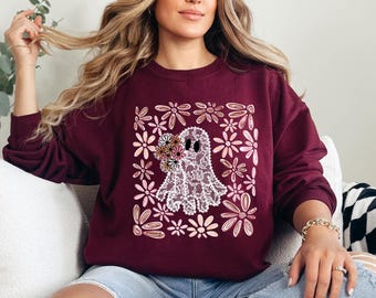 Lace Ghost Halloween shirt, Spooky Season Sweatshirt, Cute Ghost Shirt, Boo Ghost Shirt, Fall Ghost Shirt, Cute Lace Ghost, Boho ghost shirt