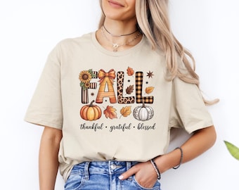 Fall Grateful Thankful Blessed Shirt, Grateful Thankful Blessed, Happy Thanksgiving Shirt, Thanksgiving Shirt, Fall Shirt, Thanksgiving Gift