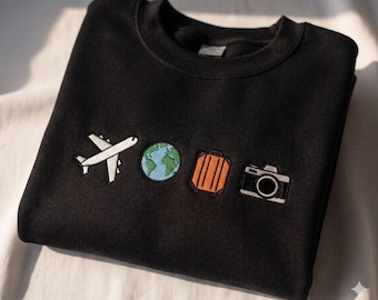 Travel Embroidered Sweatshirt, Shirt,  Adventure Sweatshirt for Travelers, Trendy Summer Shirt, Vacation Gift For Women, Trip Lovers Hoodie