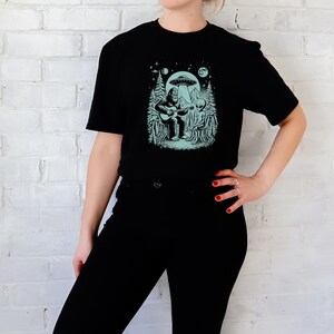 Bigfoot Play Guitar With Alien Shirt, Bigfoot And Alien Tee, Funny Bigfoot Top, Camping Lover Gift, Alien Are Real, Sasquatch, UFO Love