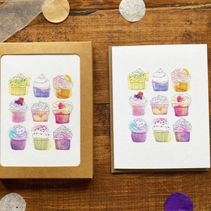 Birthday cupcake notecard set of 8 blank cards