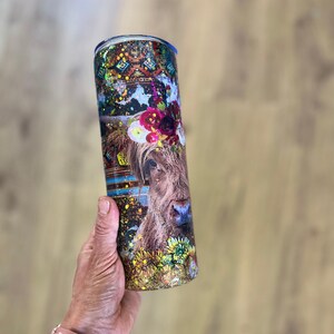 Bicchiere con stampa azteca, mucca delle Highlands, mucca delle Highlands con glitter, mucca pelosa, bicchiere western, bicchiere da cowgirl, bicchiere da regalo con glitter, bicchiere da bevanda