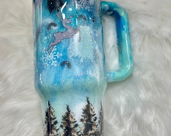 Christmas Tumbler Ready TO SHIP! Christmas Gift Tumbler Doupe Winter wonderland 40oz Tumbler with handle Christmas Gifts Christmas Epoxy