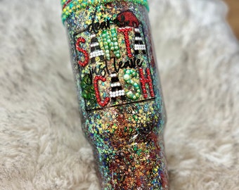 Dear Santa Just Leave Cash Rhinestone Santa Tumbler 40oz. Tumbler Christmas Gifts Christmas Epoxy Tumblers Winter Wonderland