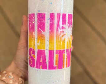 30 oz. Salty Tumbler Beach Tumbler Epoxy Tumbler Waves tumbler Pink glitter white glitter