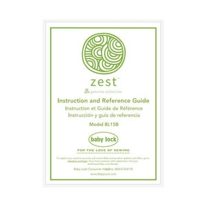 Baby Lock Zest BL15B Sewing Machine User&#39;s Instruction Manual PDF Instant Download