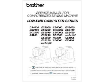 Brother ES2400, ES2410 y ES2420 Manual de servicio y diagramas Descarga instantánea