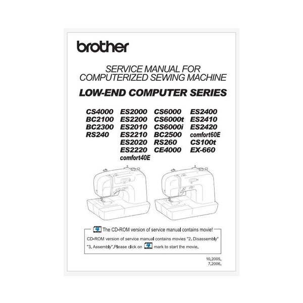 Brother Comfort 40E und Comfort 60E Service Handbuch und Diagramme Sofort Download