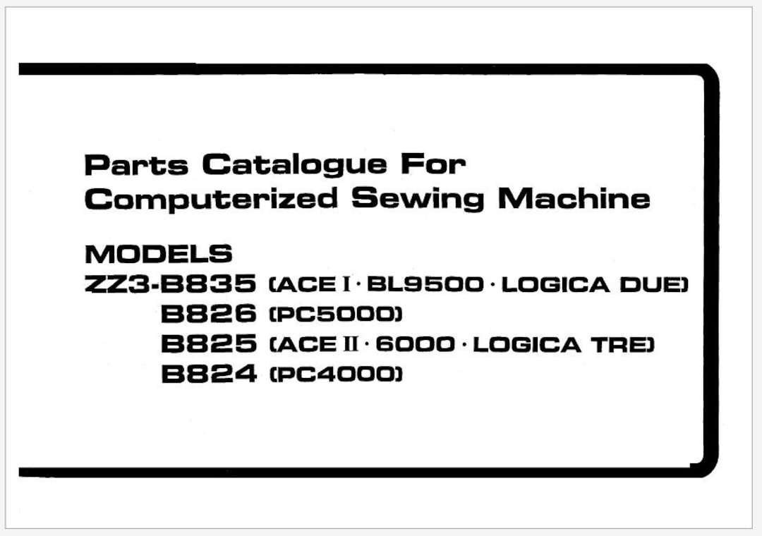 Brother ZZ3-B826, B826 and PC5000 Parts List Manual and Diagrams