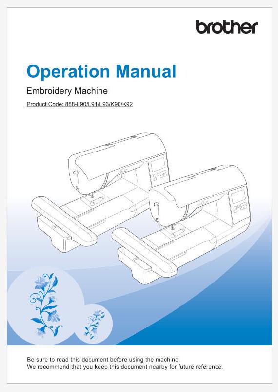 Brother Model PE800 Operation Instruction Manual Instant Download