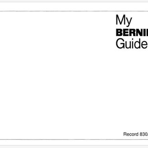 Può includere: Una pagina bianca con il testo "My BERNINA Guide" e "Record 830/831" in basso.