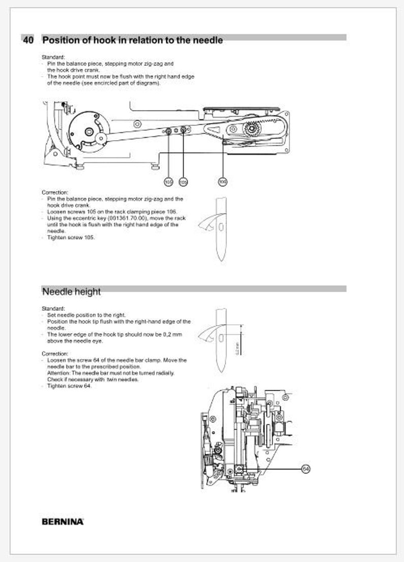 Manuale di riparazione e regolazione della macchina per cucire Bernina Activa 145 PDF Download istantaneo immagine 9