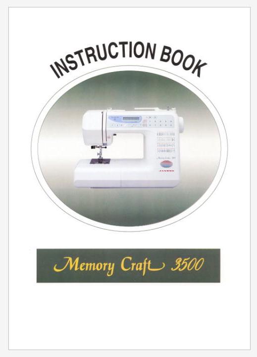 Janome Memory Craft 3500 - MC3500 Operation Instruction Manual PDF