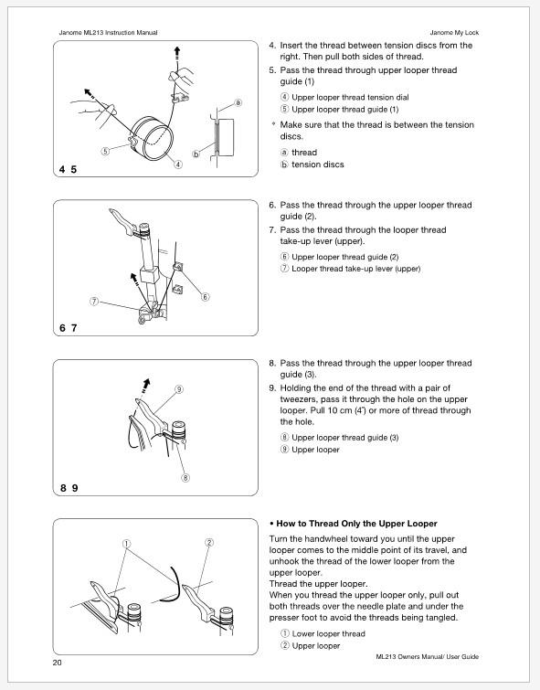 Janome Mylock 213 Operator's Instruction Manual PDF Instant