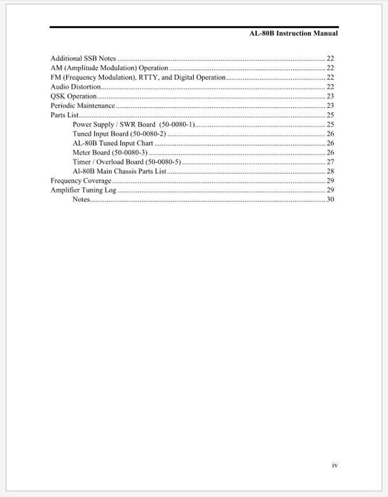 Ameritron AL-80B Operation Instruction Manual Instant Download - Etsy