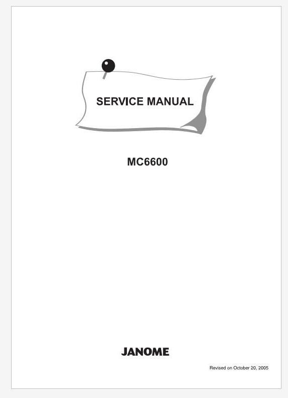 Janome Memory Craft 6600 - MC6600 Adjustment Service Manual PDF
