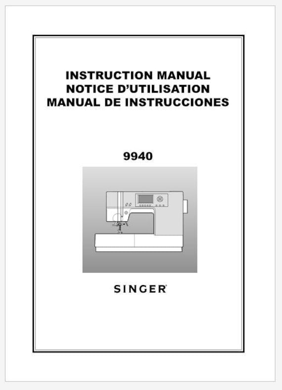 Singer Quantum 9940 Operation Instruction Manual PDF - Etsy