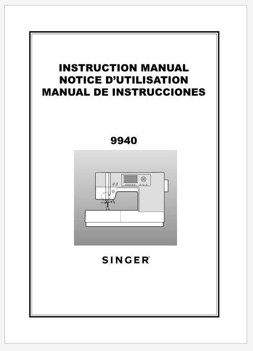 Singer Quantum 9940 Operation Instruction Manual PDF - Etsy