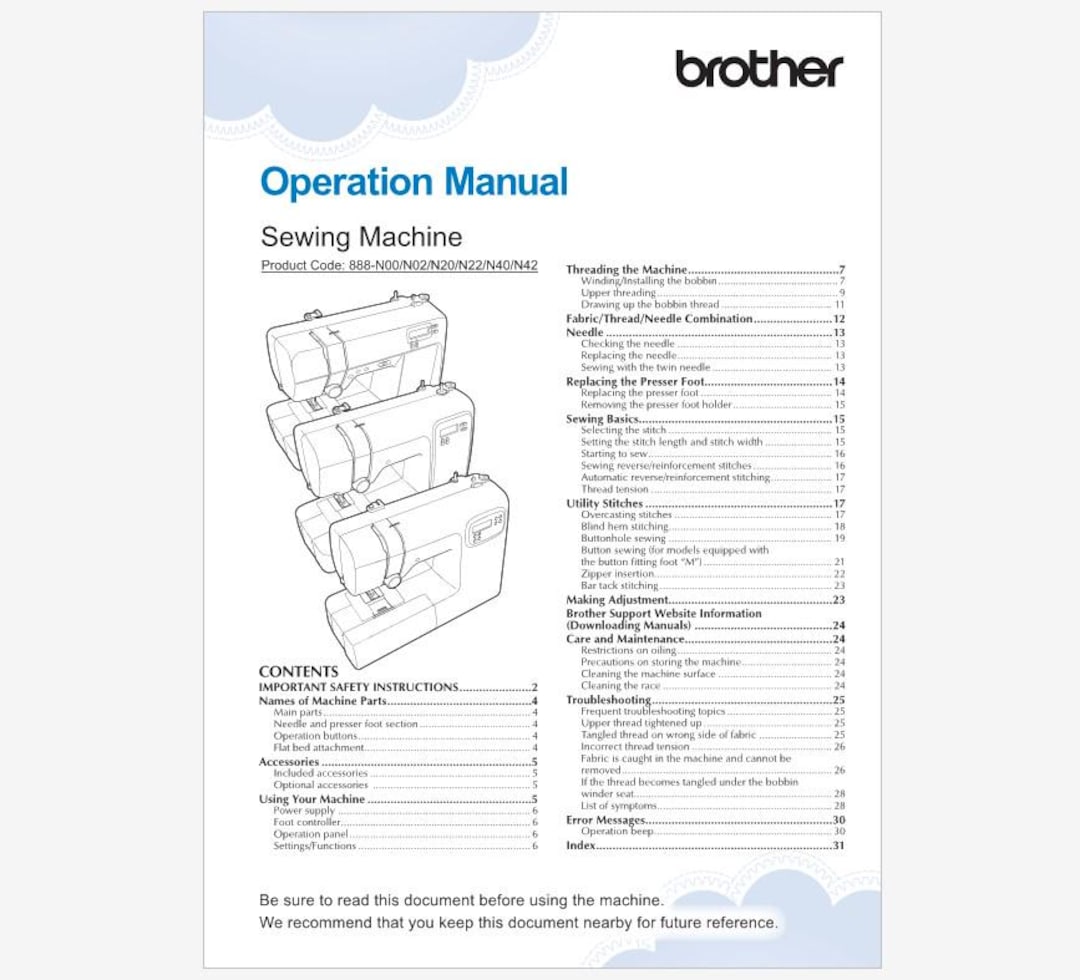 Brother CP60X, CP100X, CS5055, CS5055PRW and CS7000X Instruction Manual ...