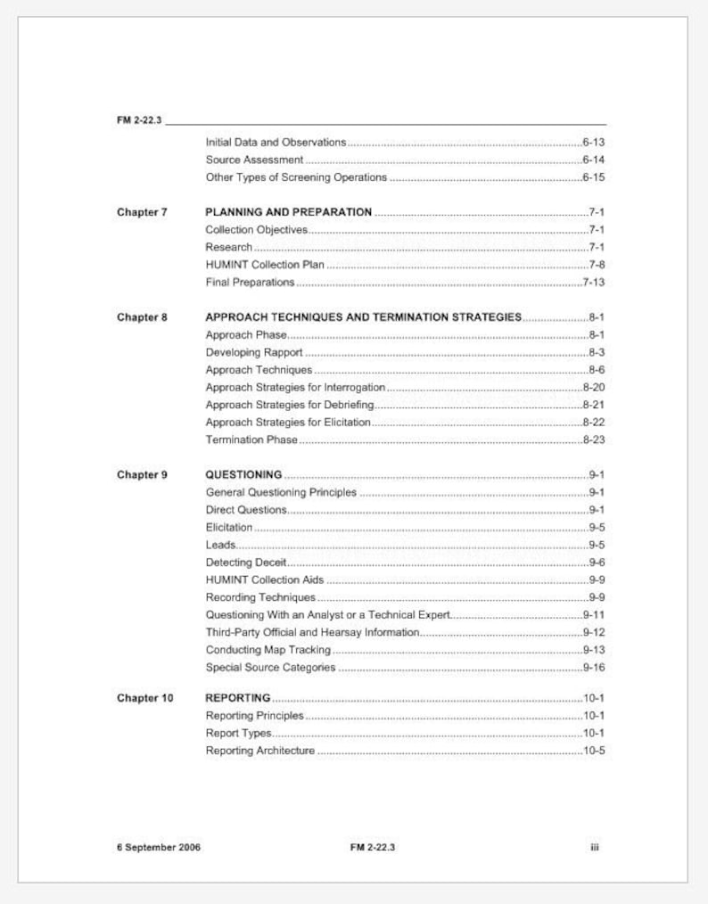 2006 U.S. Army Human Intelligence Collector Operational Field Manual FM ...