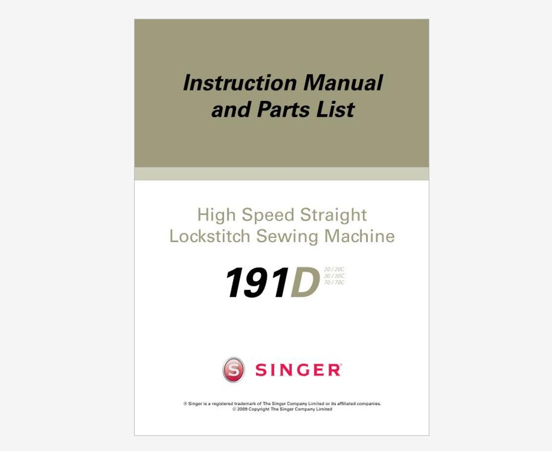 Singer 191D-20C, 191D-30C and 191D-70C Adjustment Service Manual ...