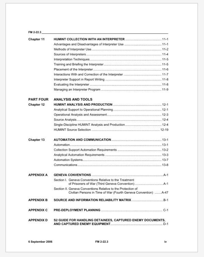 2006 U.S. Army Human Intelligence Collector Operational Field Manual FM ...