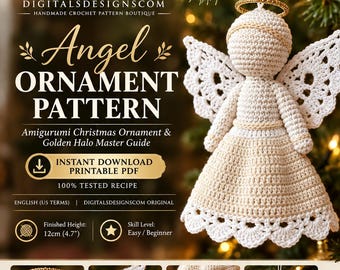 Angel Crochet Ornament Pattern PDF | Christmas Tree Angel | Amigurumi Holiday Ornament | Crochet Christmas Decor | Easy Crochet Pattern