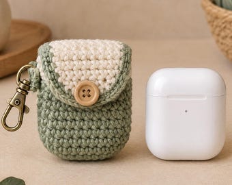Mini AirPod Case Holder Crochet Pattern PDF, Earbud Pouch with Button Flap, Clip On Case Cover, Instant Digital Download