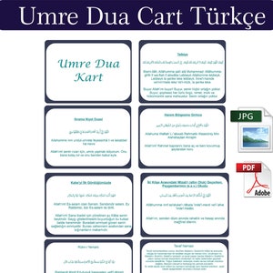 Dubbele kaart / Flash Kart Arapçat e Yazdrılabilir PDF Volledige kaart | Umre Bilgi Kartları Karten Turks