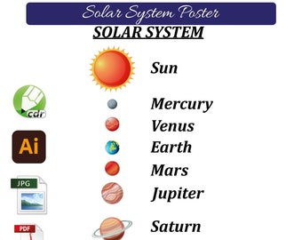 Solar System Poster | Kids Educational Planets Print (Digital Download)