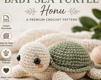Baby Sea Turtle Amigurumi Crochet Pattern PDF | Easy Crochet Turtle Tutorial | Cute Ocean Turtle Plush | Digital Download