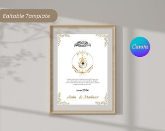 Elegant Hajj Mubarak Frame Gift - Editable Canva Template (Digital Download 5x7 inches)