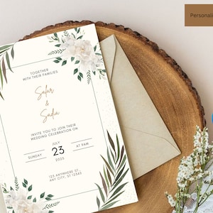 Bearbeitbare Canva Hochzeitseinladungskarte | Barat Lädt | Personalisierte Vorlage WC004O