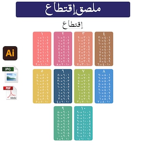 بوستر ملصق تعليمي لتعلم الطرح للأطفال، تحميل فوري، قابل للطباعة  Subtraction Arabic Kids Posters
