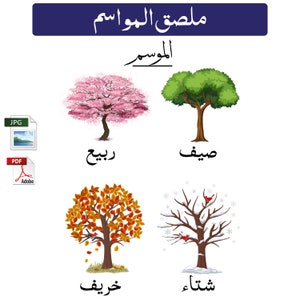 بطاقات الفصول الأربعة القابلة للطباعة - تنزيل للأطفال - الأطفال الصغار - ملصق الرسم البياني التعليمي