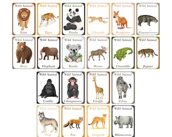 Wild Animals Flash Cards | Kids' Learning Cards (Digital Download)