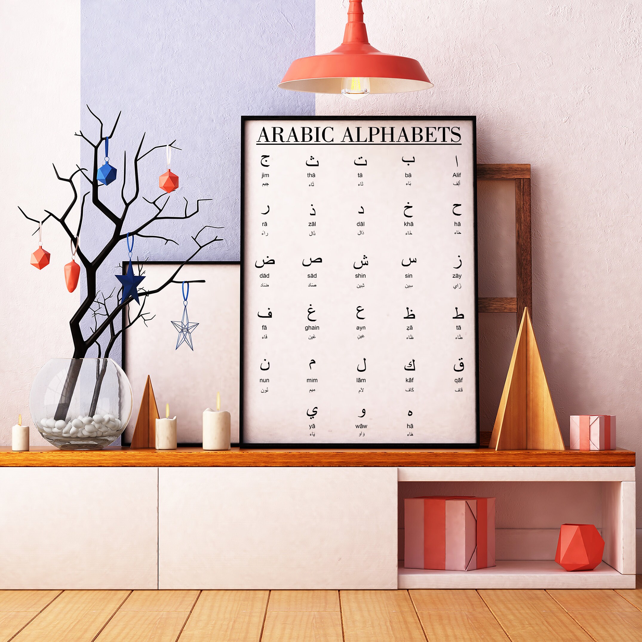 Affiche De L'alphabet Arabe Pour Enfants, Art Mural éducatif Imprimable, Art Mural Islamique