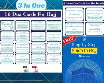 Hajj Dua Cards Digital Download With Bonus 4 Masnoon Dua and Complementary Complete Guide How to Perform Hajj