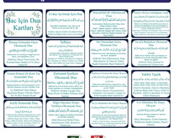 Türkçe Hac Dua Kartı A4 Sayfası | Flashcard Türkçe İle İngilizce | Yazdırılabilir PDF | Anında İndirme | Hac Bilgi Kartları Dijital Turkish