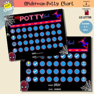 Spiderman Potty Chart|spidey Potty Training Chart|kids Reward Chart ...