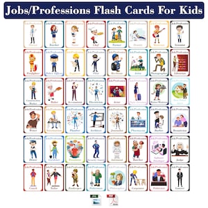 Vacatures | Beroepen Flash Cards voor kinderen - Educatieve Flashcards voor leerberoepen - Afdrukbare Career Business and Nature of Work