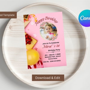 Editable Canva Birthday Invitation | Customizable Birthday Party Invite Template BP004O