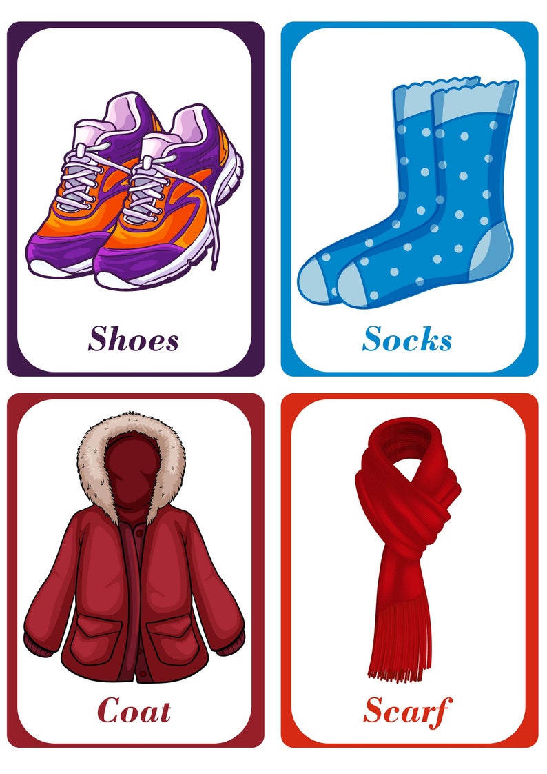 Digital Clothing Flash Cards for Kids - Learn Clothes Names PDF and JPF ...