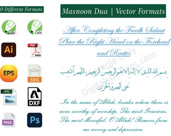 Dua After Completing Namaz and Make Dua with Right Hand on Forehead in Arabic and English Translation Printable PDF SVG CDR Etc