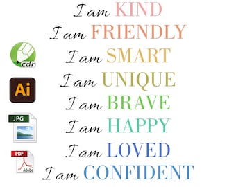 Affirmations Poster for Kids Printable PDF Cards I am (Positive ) Affirmative Poster