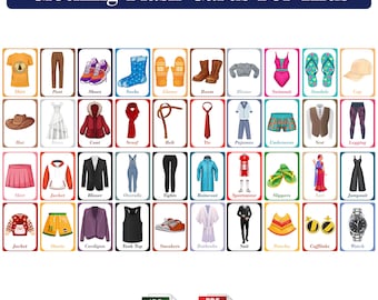 Digital Clothing Flash Cards for Kids - Learn Clothes Names PDF and JPF